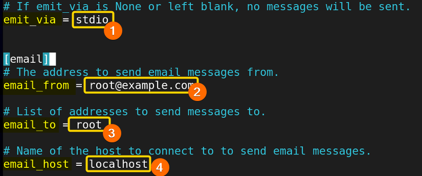 Shows the option for email set up to get notification and send notification about the updates.