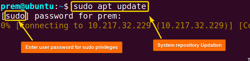 updating the system after adding proxy server