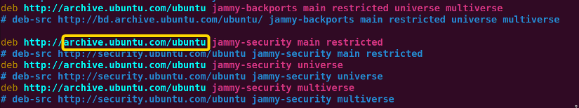 the current ubuntu repository mirror within archive mirror