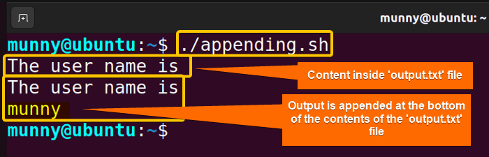 Appending stdout & stderr in bash