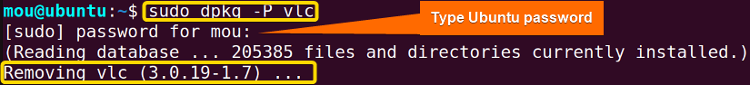 removing vlc with dependencies and config files using dpkg