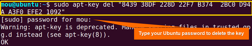 removing apt key using fingerprint