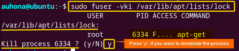 This command terminates the currently running process.