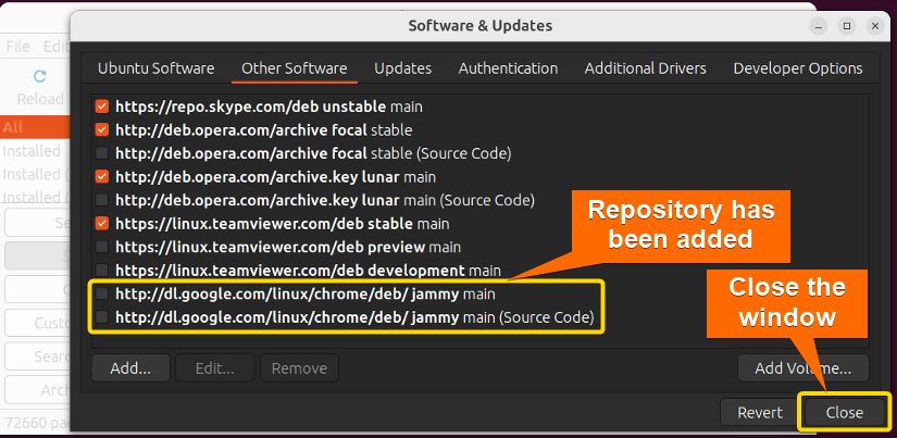 The repositories have been added with synaptic