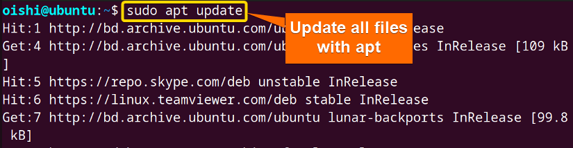 Update after changing source list with apt