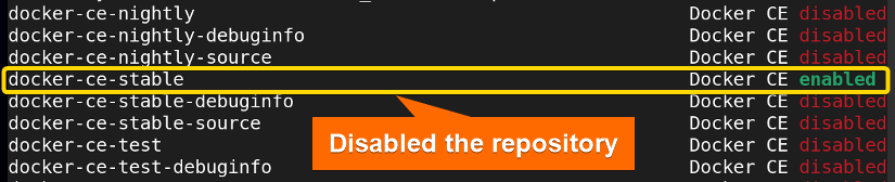 Disable this repository with yum