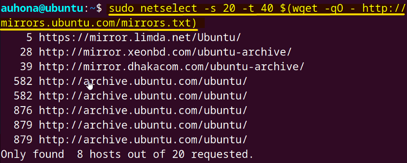 Enlists 20 source hosts.