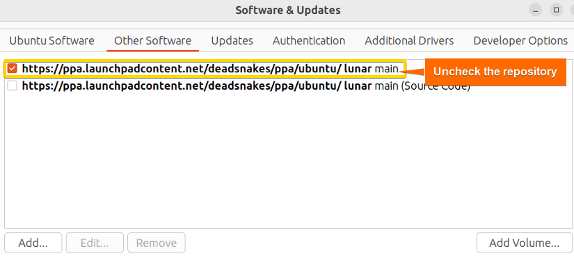Uncheck the problematic repositories.