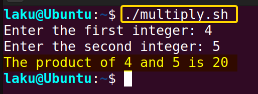 Multiplying two integer using arithmetic expansion in Bash