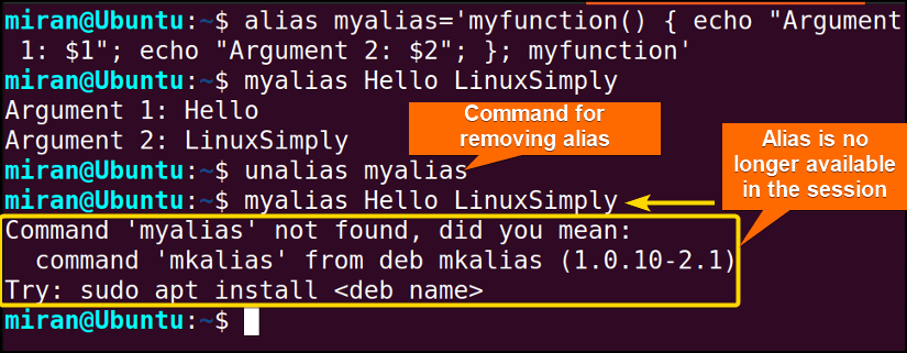 Removing a Alias from the Current Session
