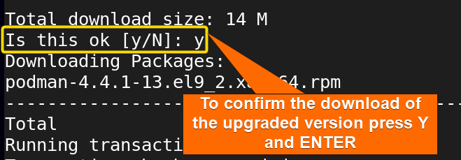 Confirmation of update