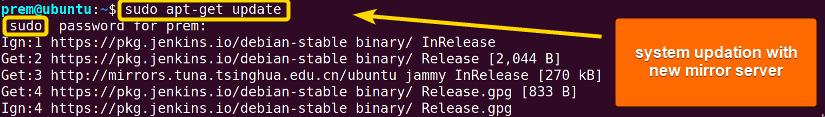 system log updation with new ubuntu repository mirror
