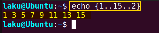 Brace expansion with increment