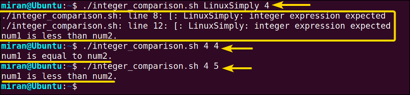 Using Bash Operators For Numeric Comparisons