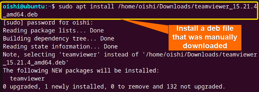 Locally install a package with apt