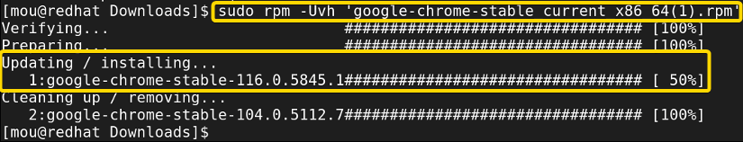 upgrading a package using red-hat package manager