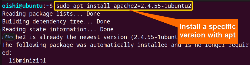 Install specific version of package