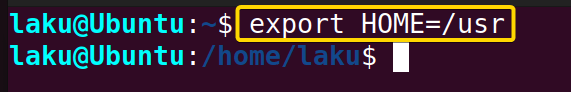 Setting new value for HOME variable