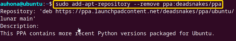 Removes the problematic repository using the command.