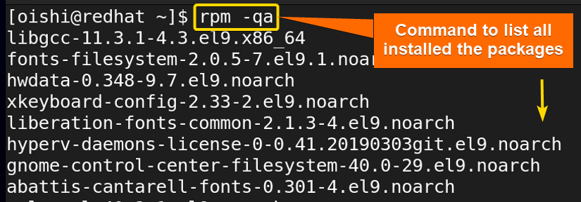 List of installed all package with rpm