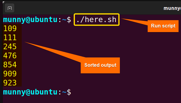 read from stdin using here documents in bash