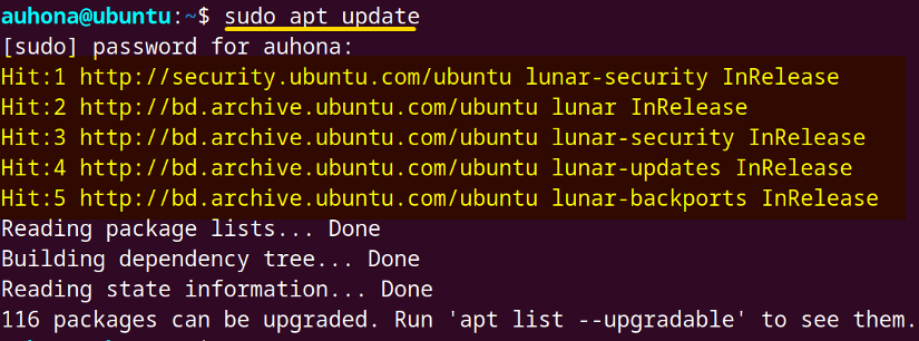 Shows a successful update operation.