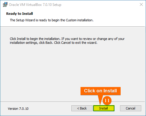 click on install to initiate the installation