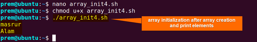 array initialization after creation.
