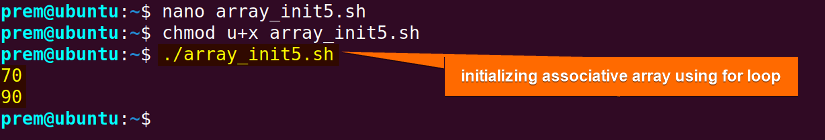 associative array initialization using for loop.