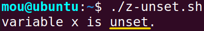checking variable using z option with unset modifier