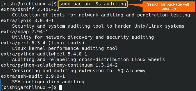 Search for a package with pacman