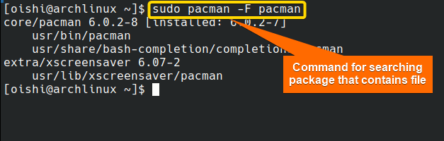 Display which package owns files