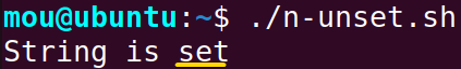 checking variable using n option with unset modifier