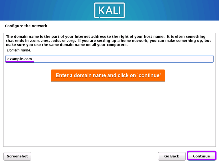 Enter a domain name