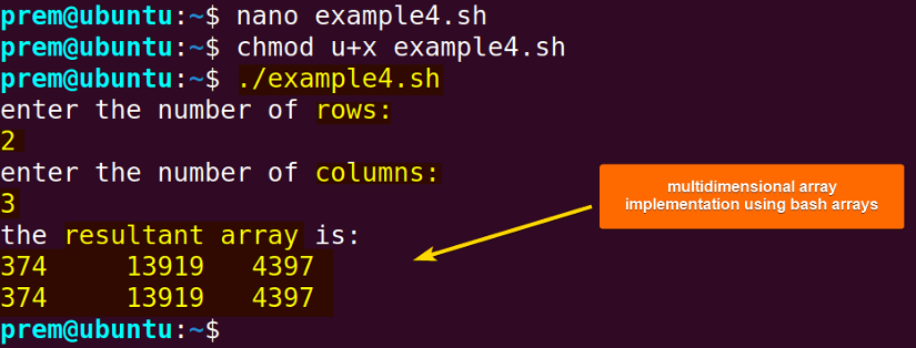 the simulation of multidimensional bash array
