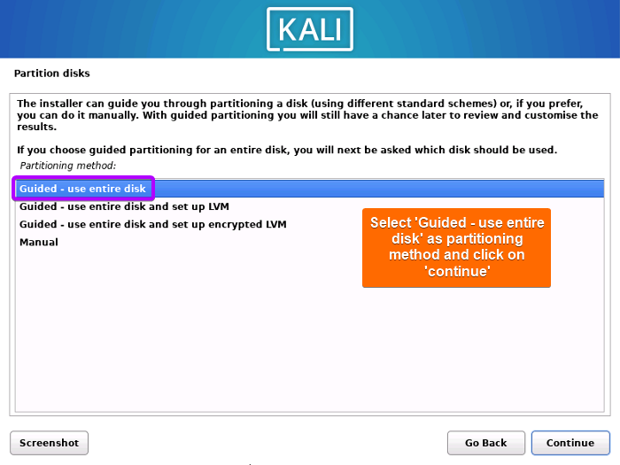 Select a partitioning method.