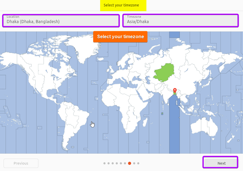 Select your time zone