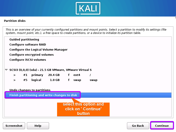 Shows the summary of configured partitions.