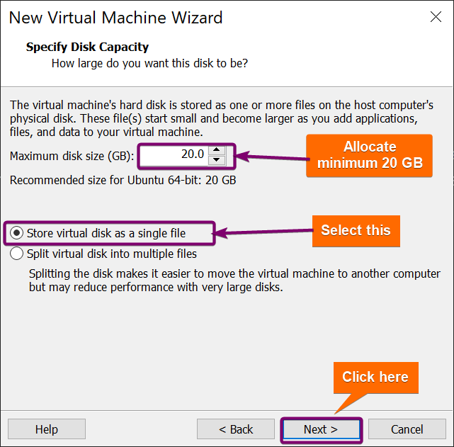 Allocating disk space