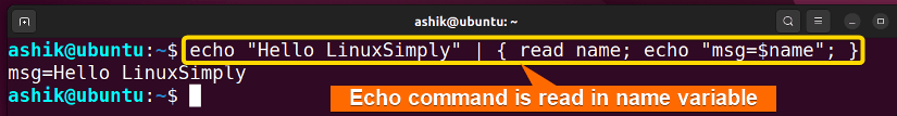Read from pipe to name variable