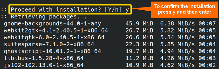 Confirmation for installation