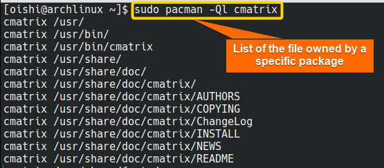 List of all files that owned by a package