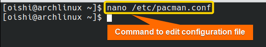 Edit the configuration file with pacman