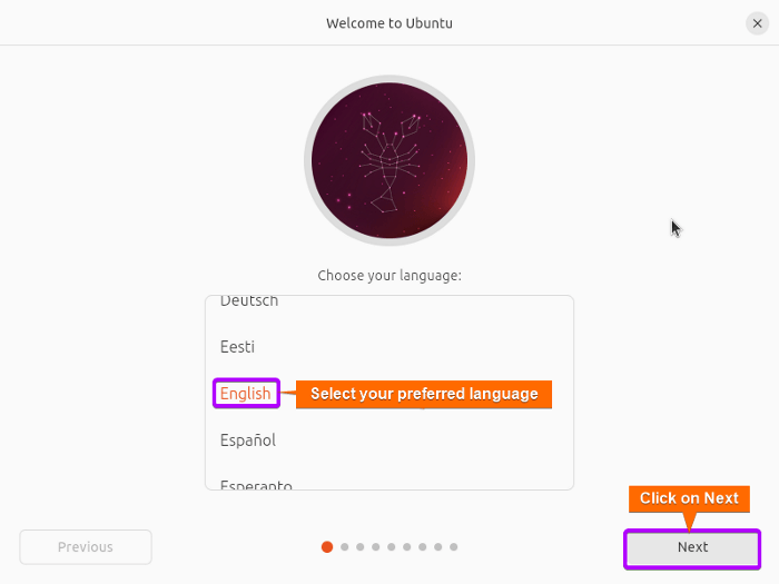 select your preferred language