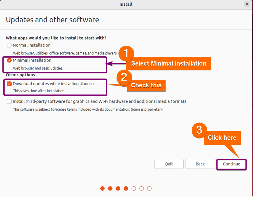 Selecting minimal installation