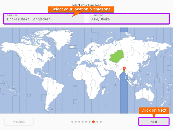set location and timezone