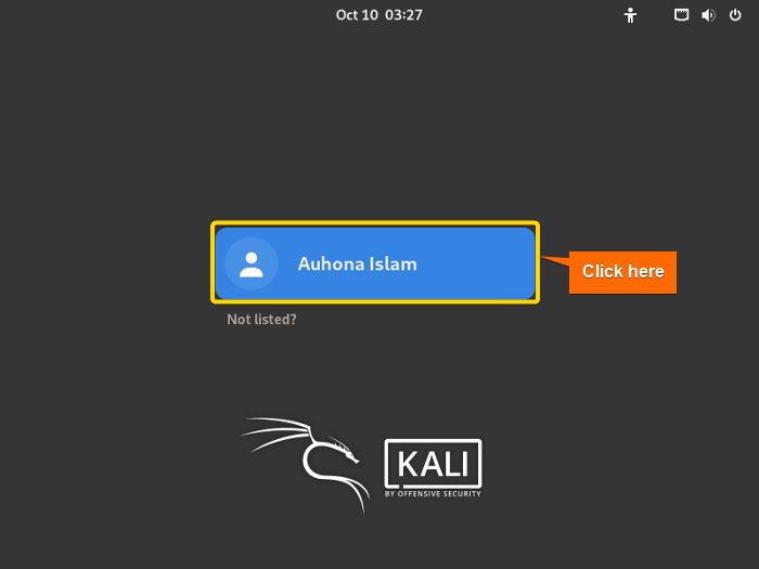 Click on the user name.