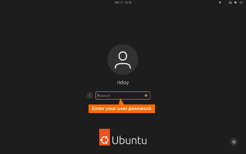 enter your user password
