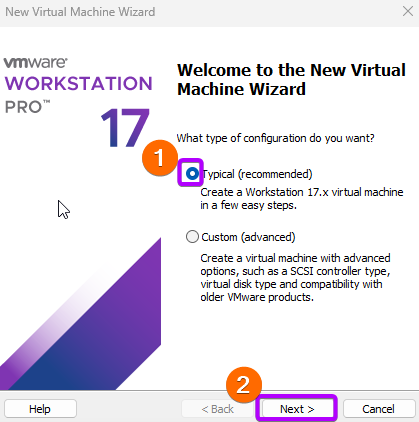 Choose 'Typical' Option as type of installation