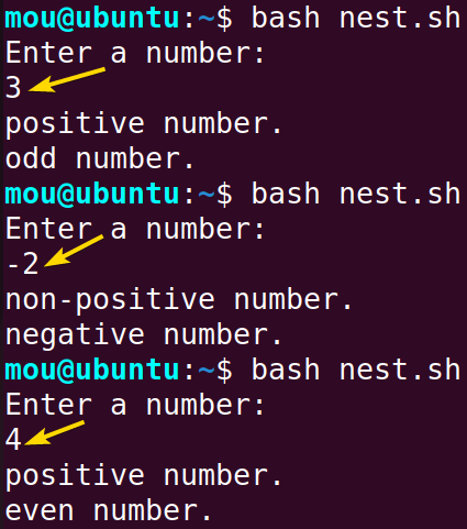example of the nested if else statements